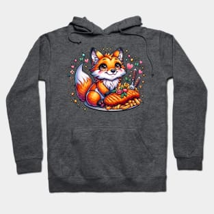 Cute Fox eating german food Hoodie